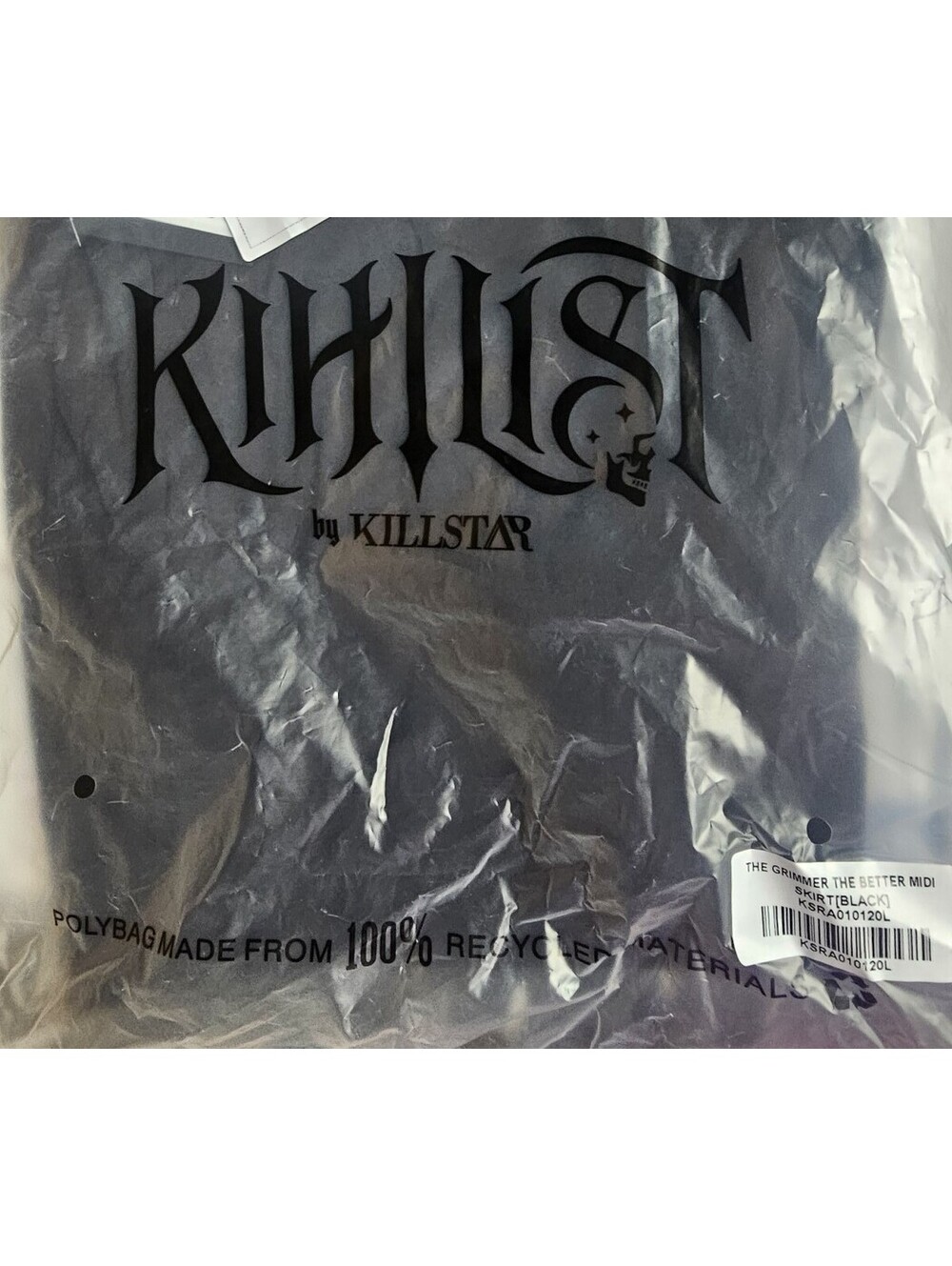 Killstar The Grimmer The Better Midi Skirt Black Handkerchief Hem Size Large NEW - Picture 6 of 7